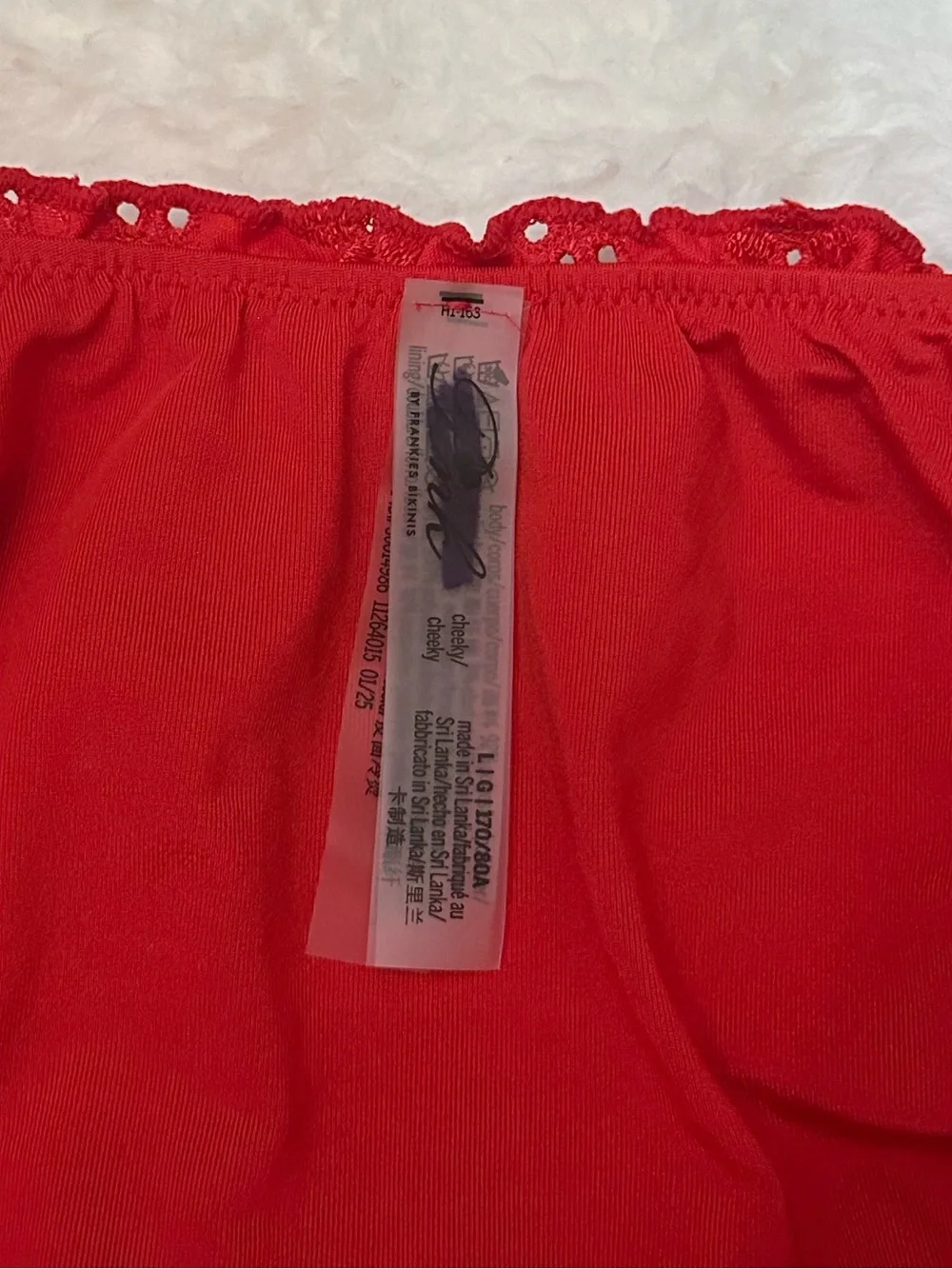 New! PINK x Frankies Bikinis Red Hudson Eyelet Cheeky Bikini Bottom 39212